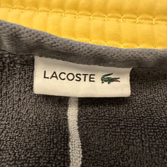 Pair of Lacoste hand towels, dark gray with white strips - Picture 8 of 9